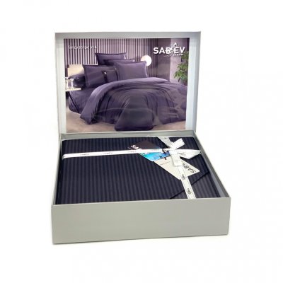 Комплект постельного белья Sarev Fancy Stripe Сатин Чёрный 1,5-спальный 140х200 